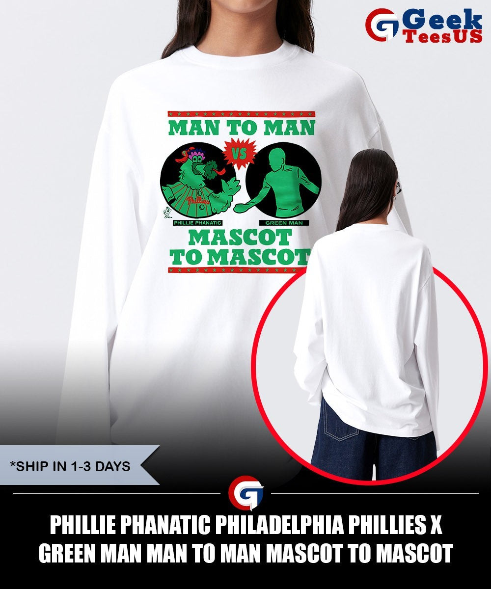 Phillie Phanatic Philadelphia Phillies X Green Man Man to Man mascot to mascot shirt