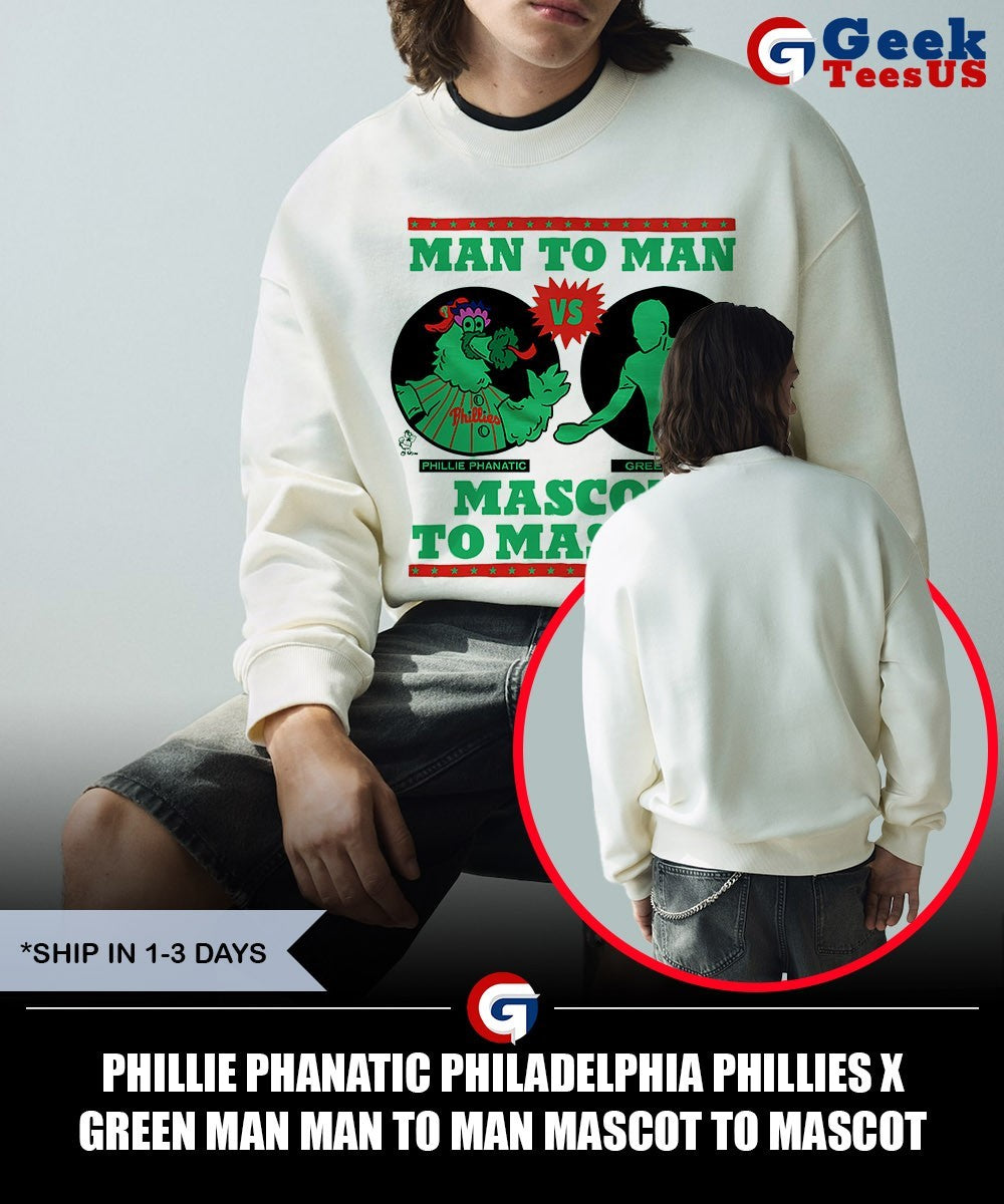 Phillie Phanatic Philadelphia Phillies X Green Man Man to Man mascot to mascot shirt