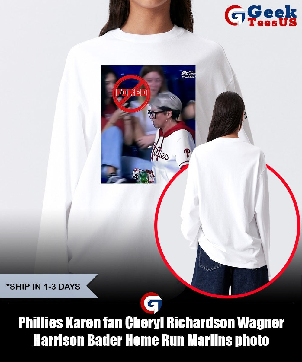 Phillies Karen fan Cheryl Richardson Wagner Harrison Bader Home Run Marlins photo shirt