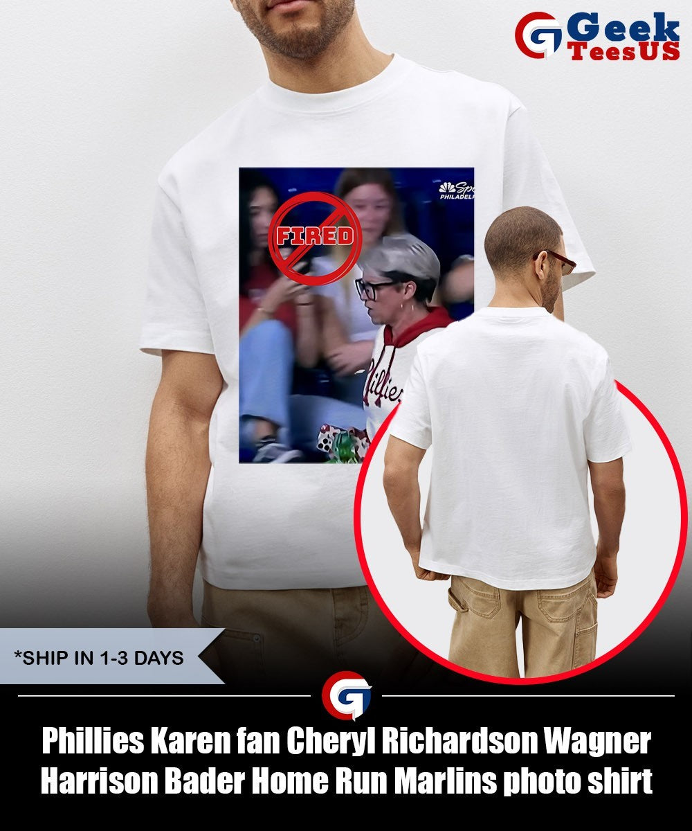 Phillies Karen fan Cheryl Richardson Wagner Harrison Bader Home Run Marlins photo shirt