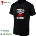 Physical games for life digital crossed out with unplugged power cord shirt