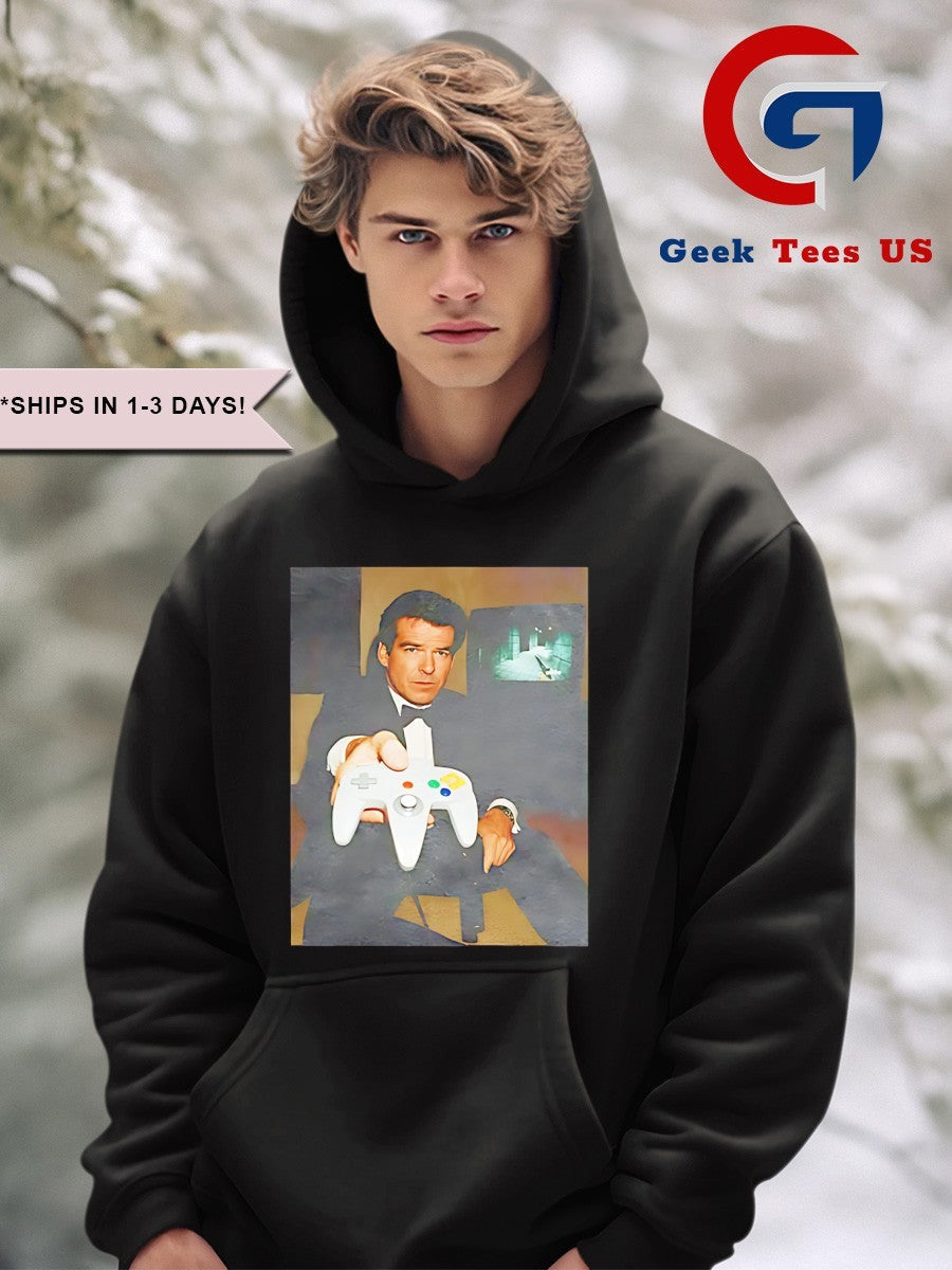 Pierce Brosnan playing game shirt
