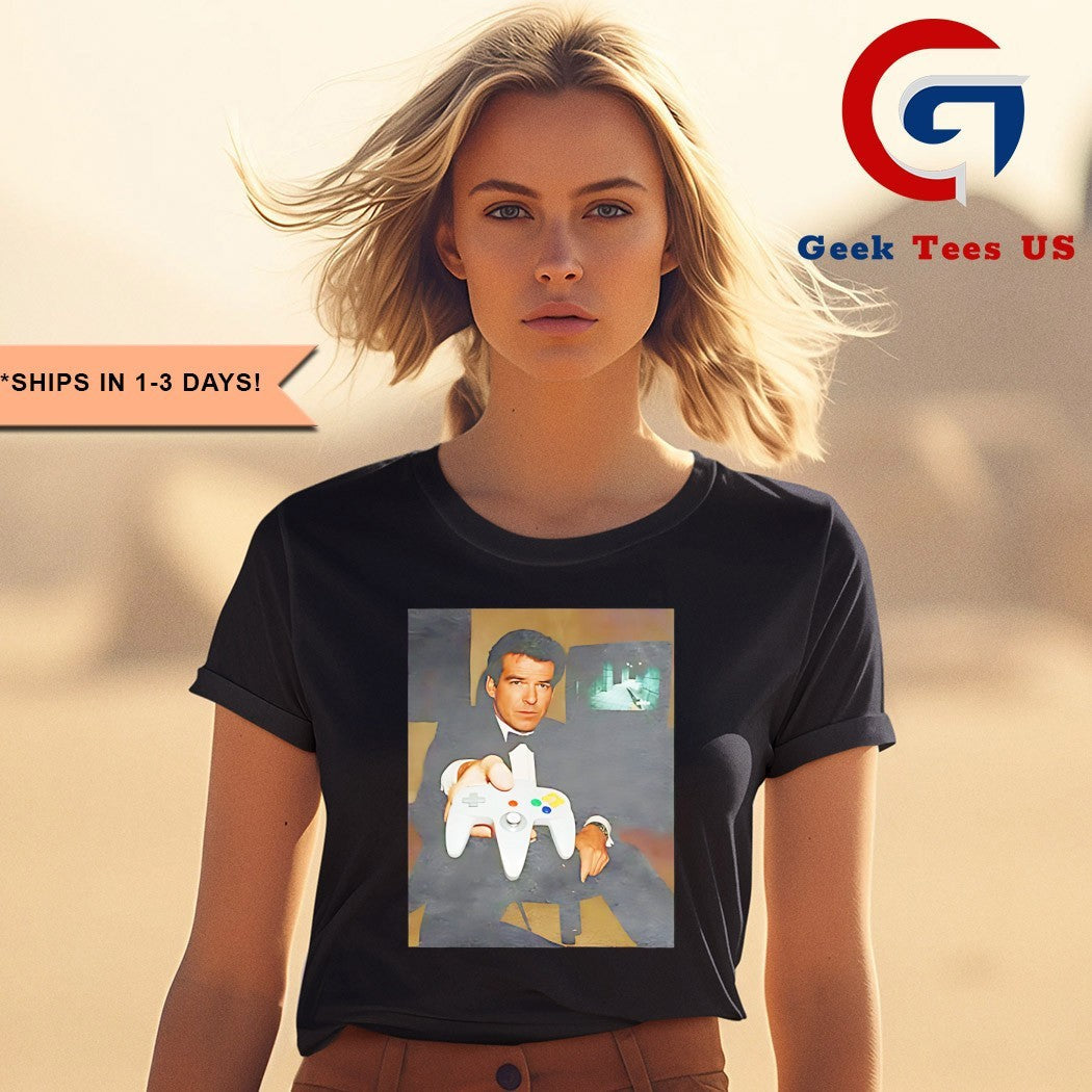Pierce Brosnan playing game shirt