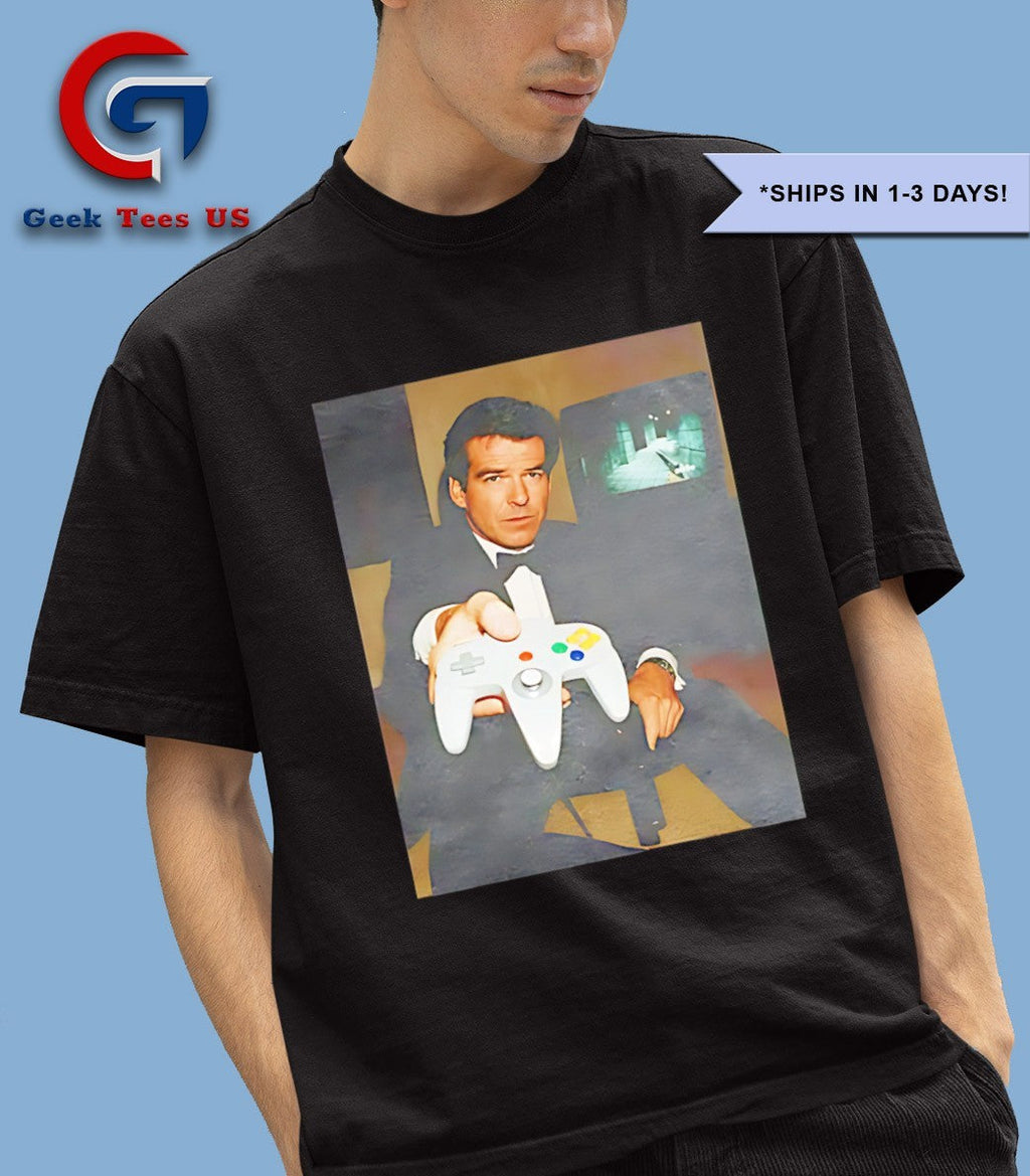 Pierce Brosnan playing game shirt