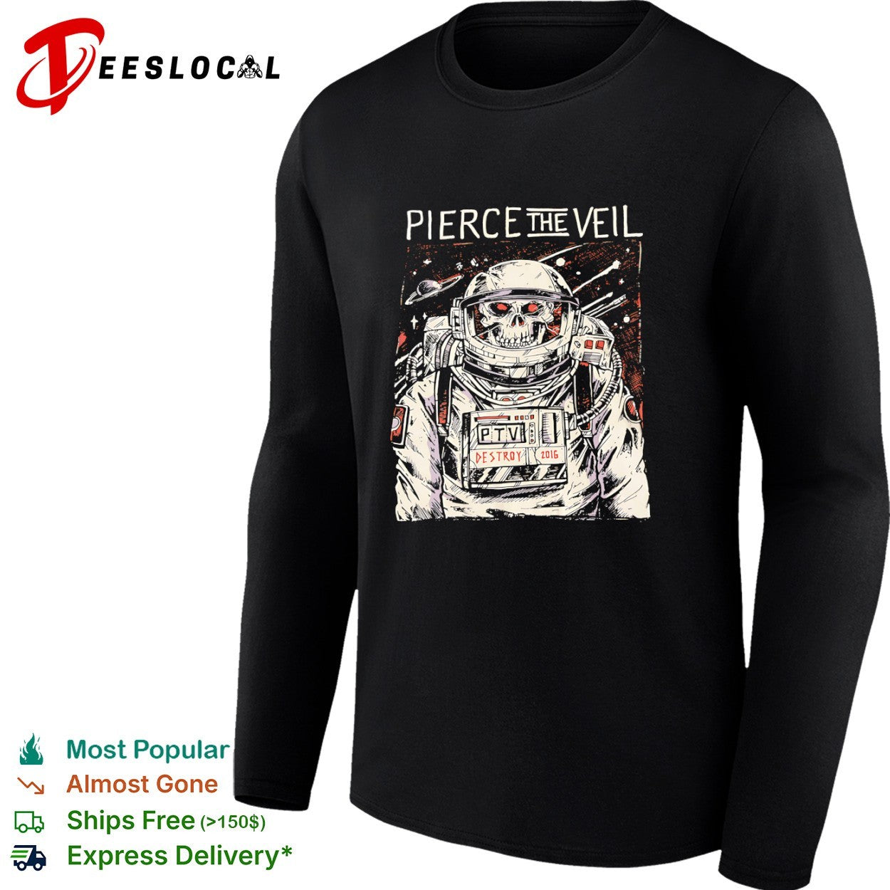 Pierce the Veil PTV Destroy 2016 Astronaut Skull shirt