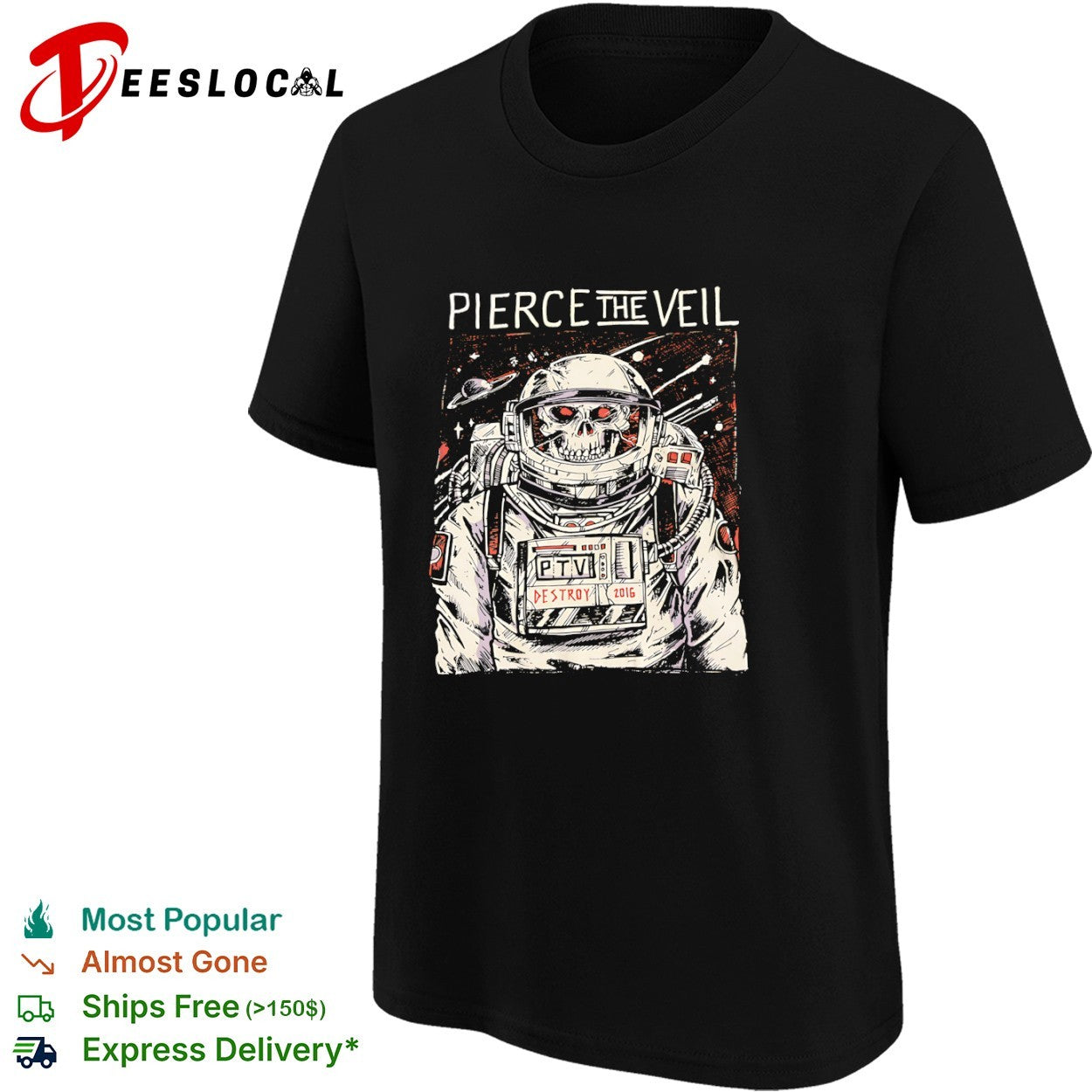 Pierce the Veil PTV Destroy 2016 Astronaut Skull shirt