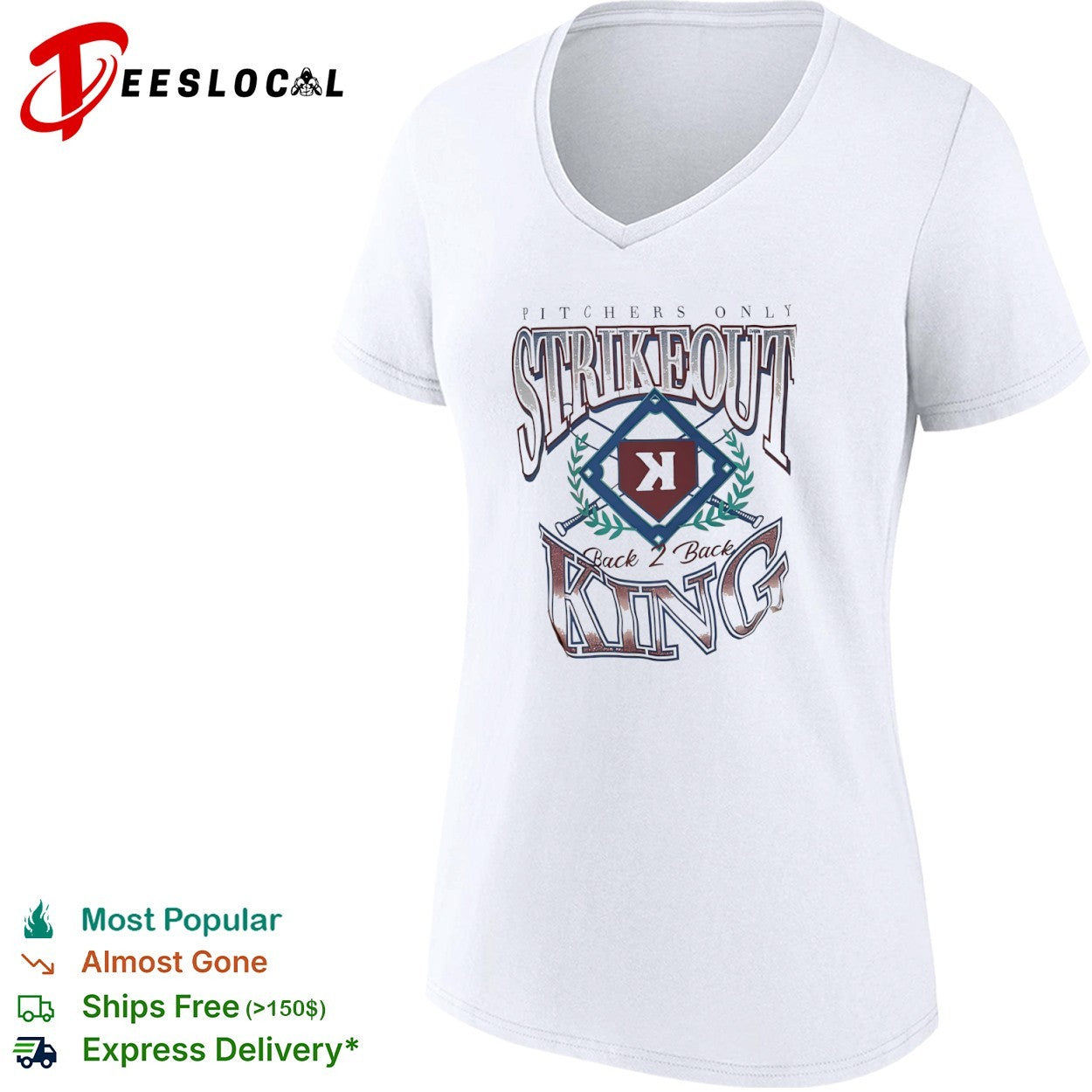 Pitchers Only Strikeout Back 2 Back King Baseball shirt
