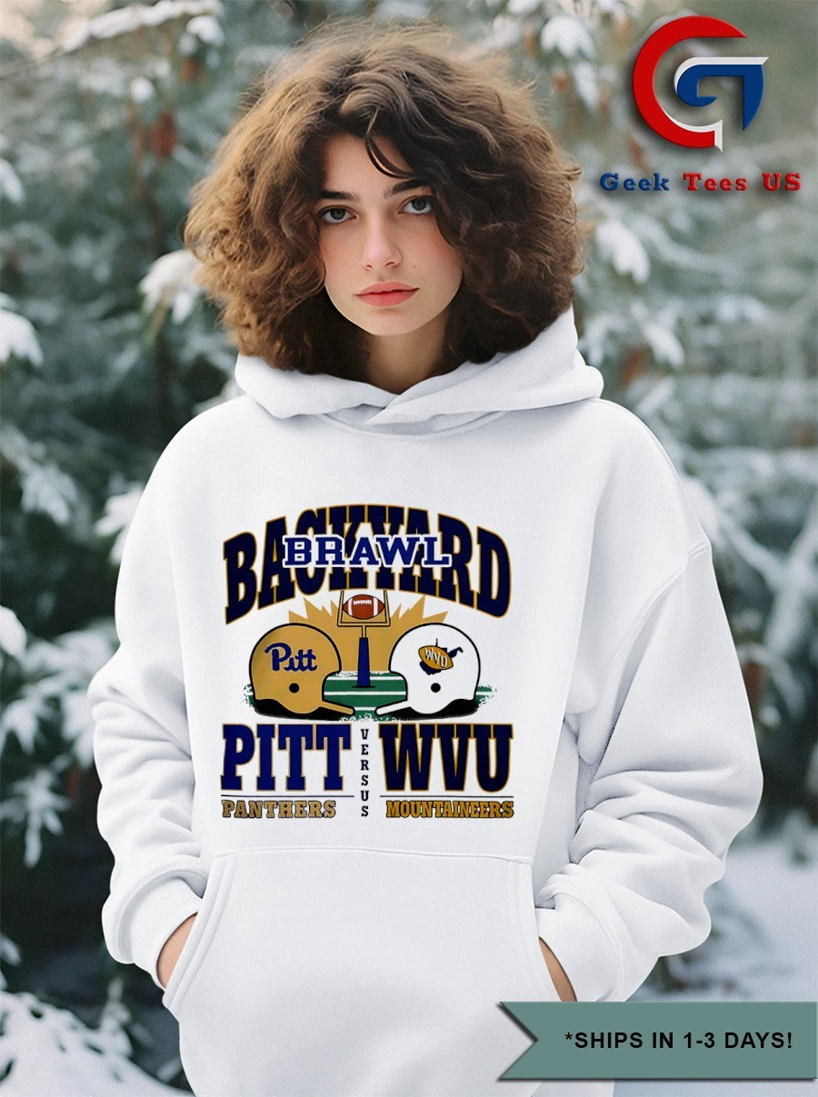 Pitt Panthers vs West Virginia Mountaineers Backyard Brawl 2025 helmet shirt