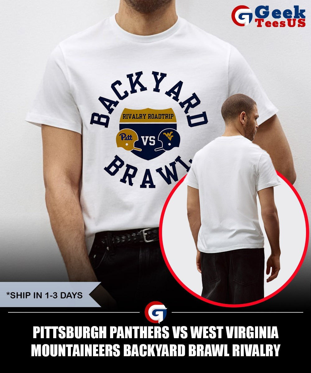 Pittsburgh Panthers vs West Virginia Mountaineers Backyard Brawl Rivalry Roadtrip Football helmet shirt