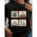 Plus Size Christmas T-Shirt  It's The Most Wonderful Time Of The Year With Santa, Snowman, Reindeer And Christmas Tree Print - Holiday Party, Festive Season Wear 220g