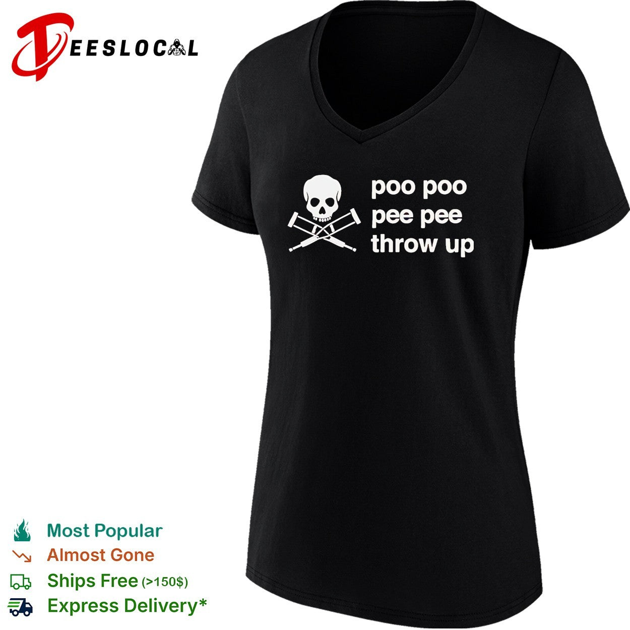 Poo poo pee pee throw up skull crossbones shirt