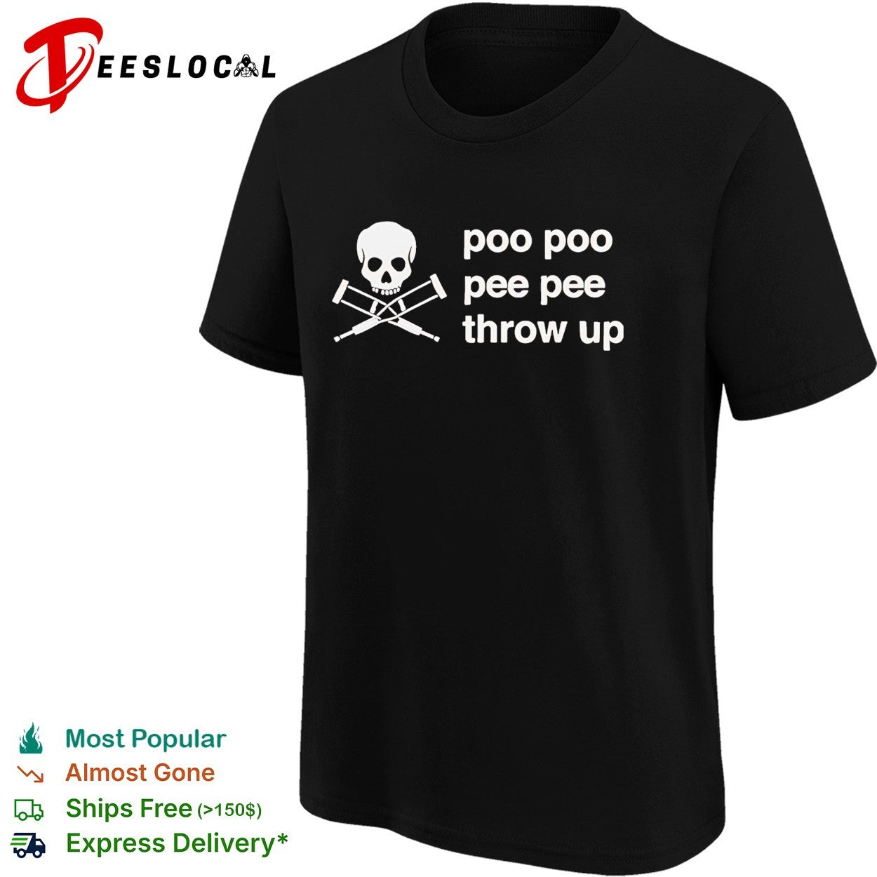 Poo poo pee pee throw up skull crossbones shirt