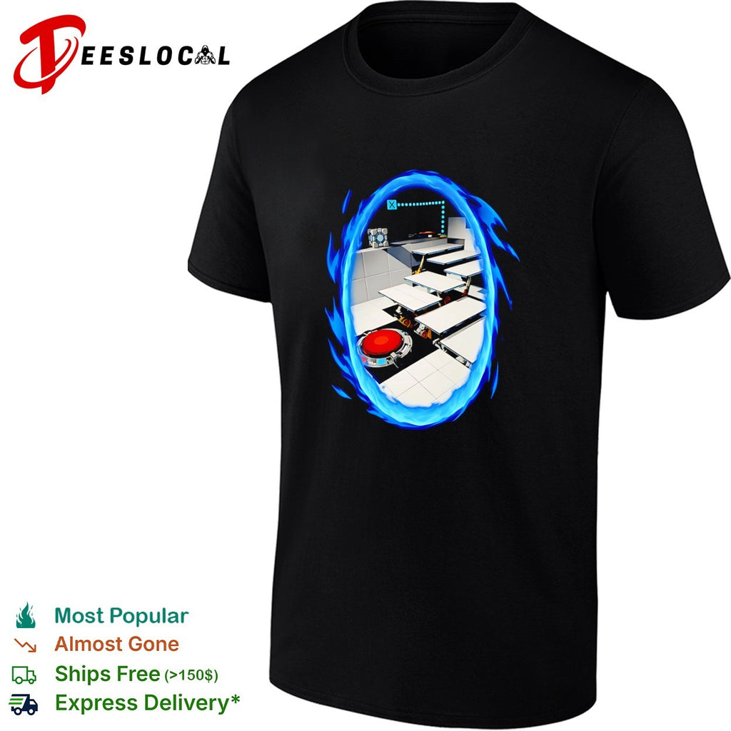 Portal Weighted Companion Cube and Aperture Science Test Chamber shirt