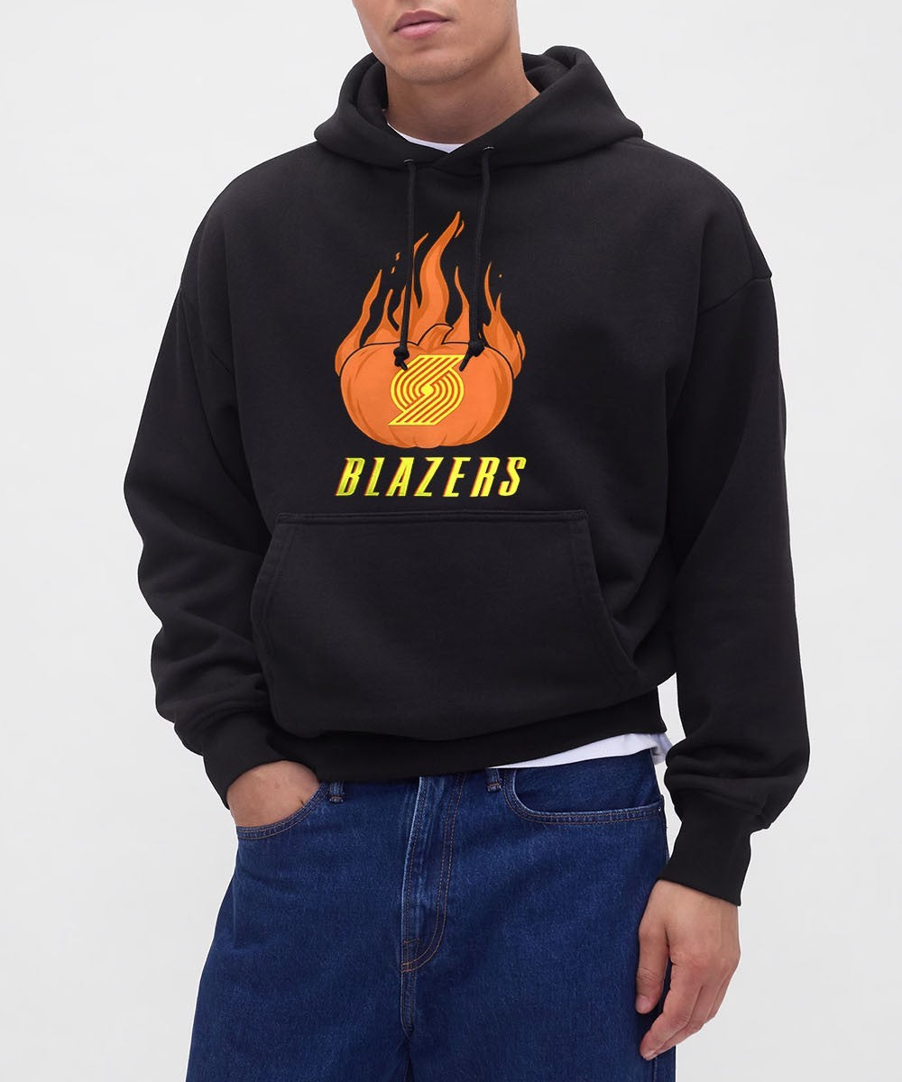 Portland Trail Blazers flaming pumpkin Halloween 2025 shirt