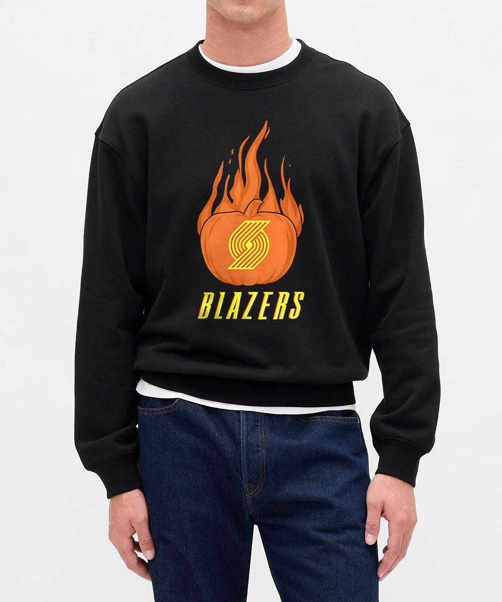 Portland Trail Blazers flaming pumpkin Halloween 2025 shirt