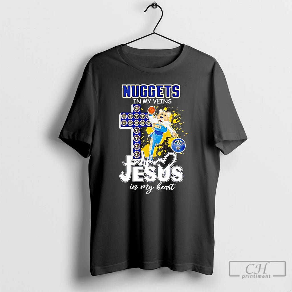 Premium Denver Nuggets In My Veins Jesus In My Heart Mascot