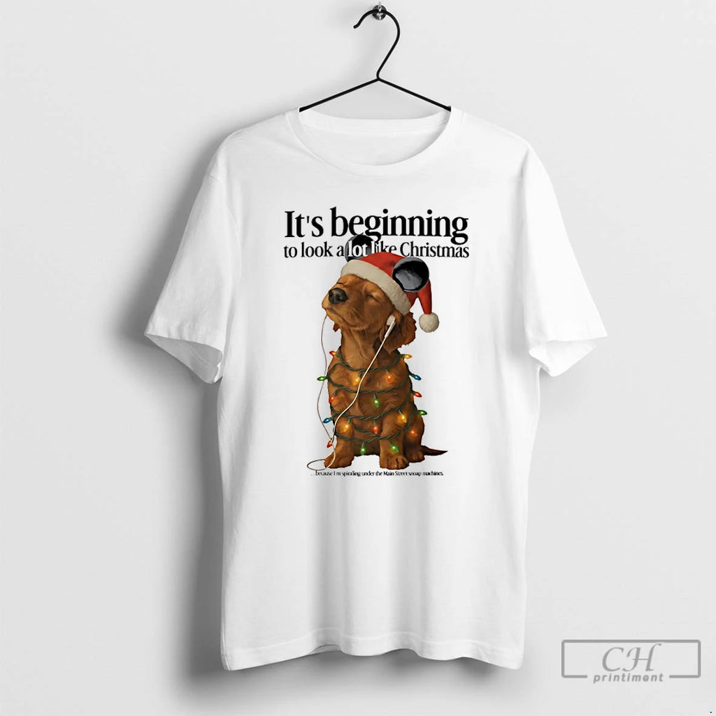 Premium Dog Christmas Light Its Beginning To Look A Lot Like Christmas Funny T Shirts