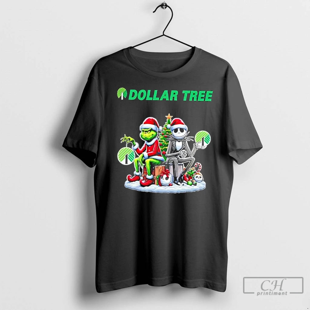 Premium Dollar Tree X Grinch And Jack Skellington Unwilling Friends Merry Christmas