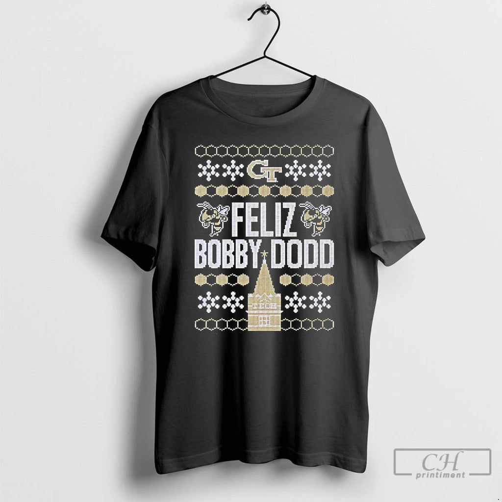 Premium Georgia Tech Yellow Jackets Feliz Bobby Dodd Ugly Christmas