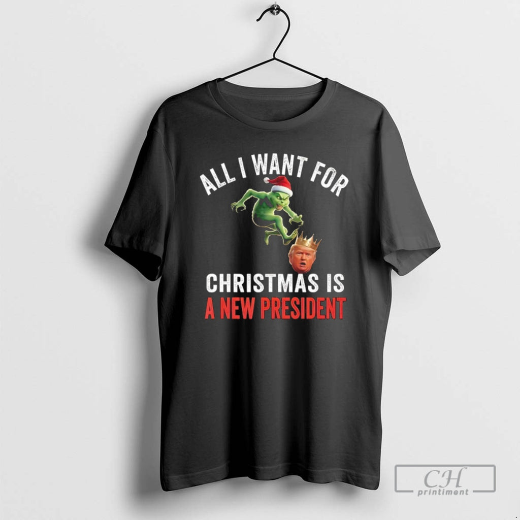 Premium Grinch X Trump Head All I Want For Christmas Is A New President