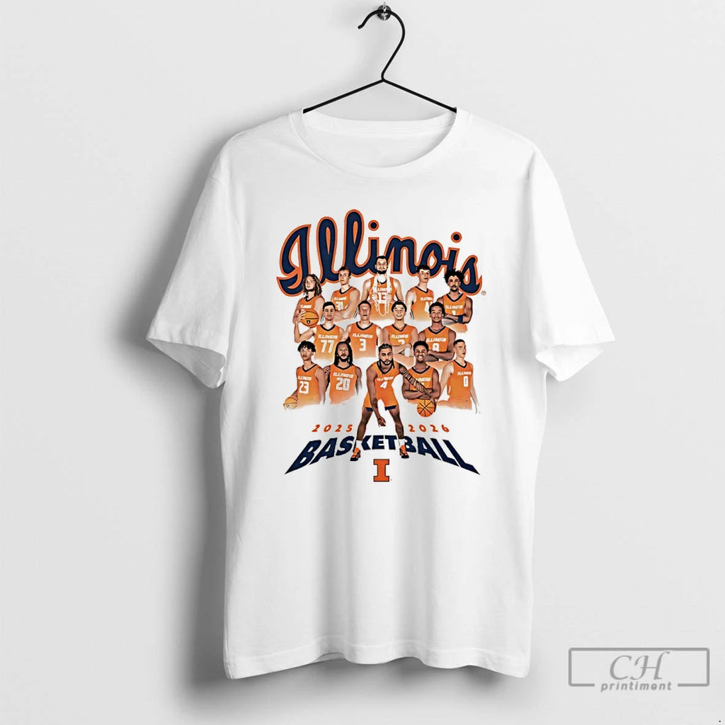 Premium Illinois Mens Basketball 2025 2026 Player Collage Vintage