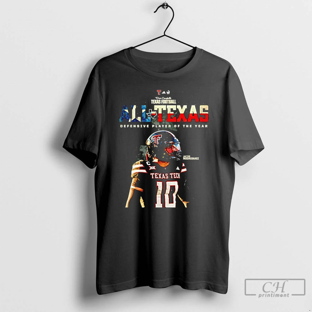 Premium Jacob Rodriguez Texas Tech Football All Texas Defensive Player Of The Year T Shirts