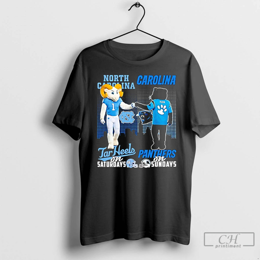 Premium North Carolina Tar Heels On Saturdays Vs Carolina Panthers On Sundays Mascot Skyline