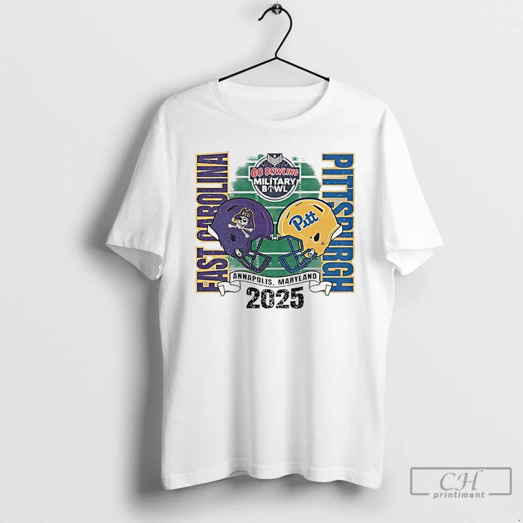 Premium Pitt Panthers Vs East Carolina 84 2025 Military Bowl Head To Head T Shirts