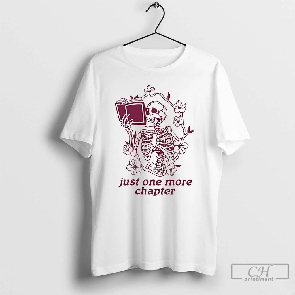Premium Skeleton Flower Reading Book Just One More Chapter