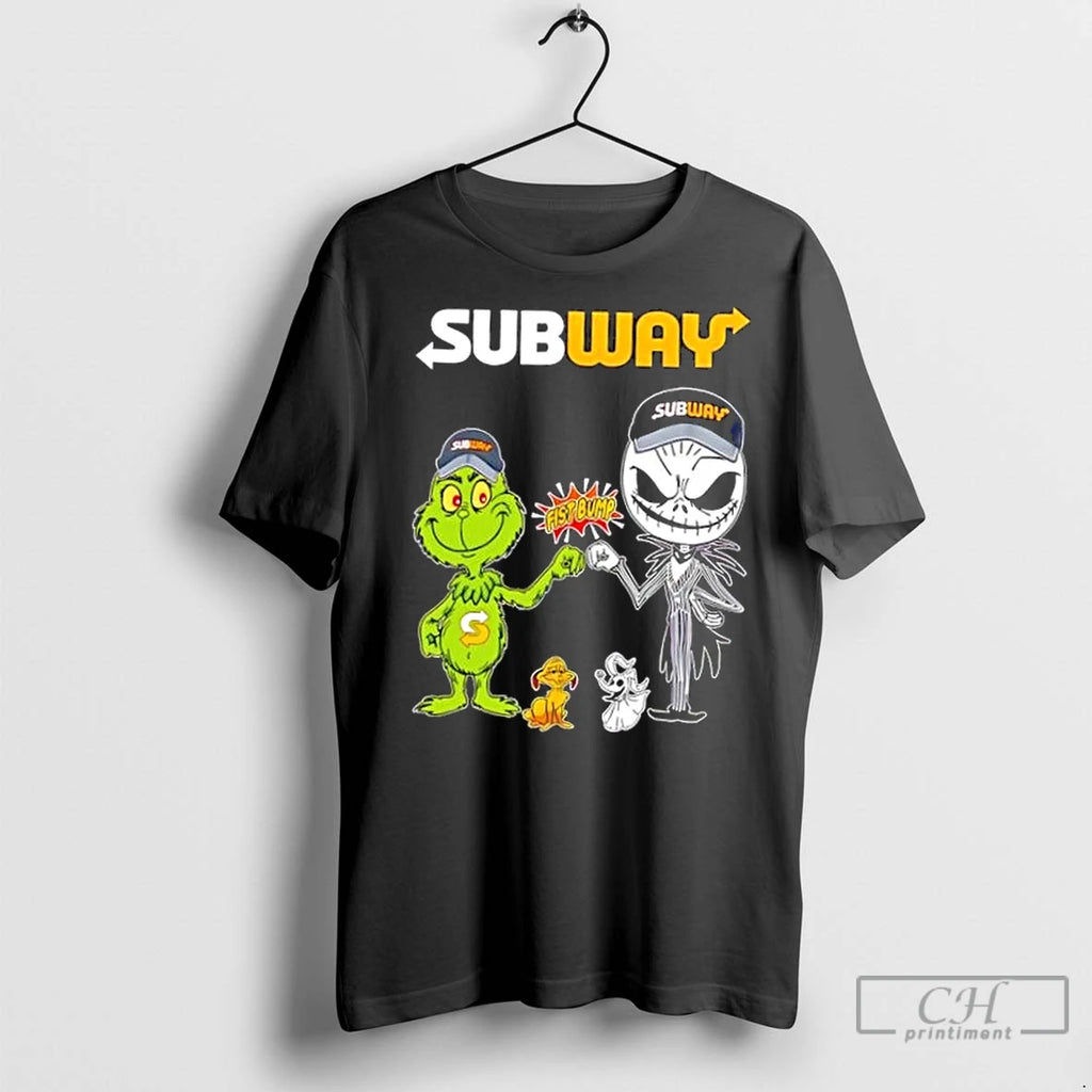 Premium Subway X Grinch And Jack Skellington Fist Bump Uniwilling Friends