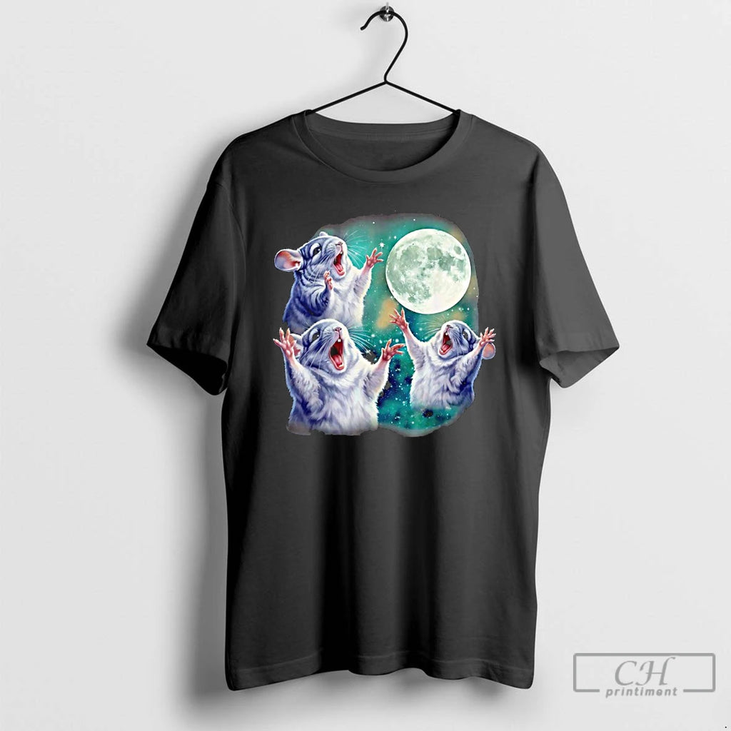 Premium Three Chinchillas Howling At The Moon Cute Animal Meme