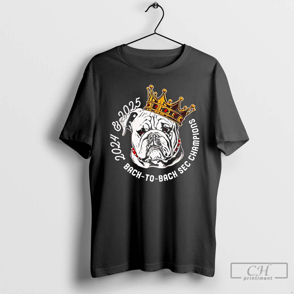 Premium University Of Georgia Football Champions Back To Back 2024 2025 Bulldog Crown T Shirts