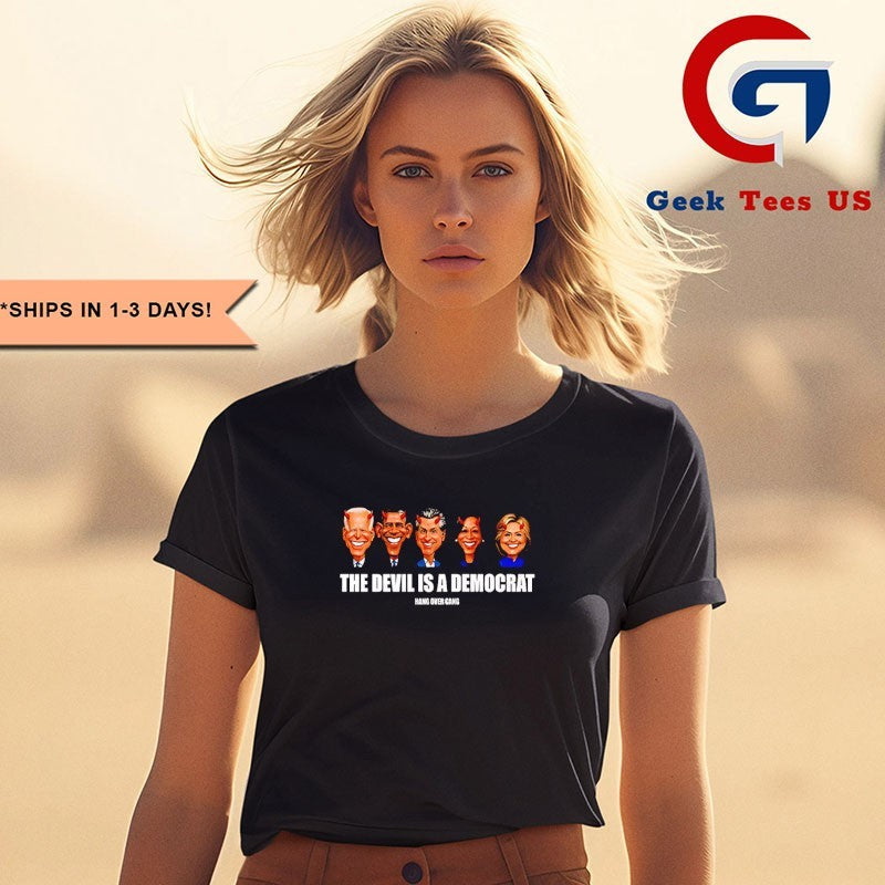 Presidents the devil is a democrat hand over gang caricature shirt
