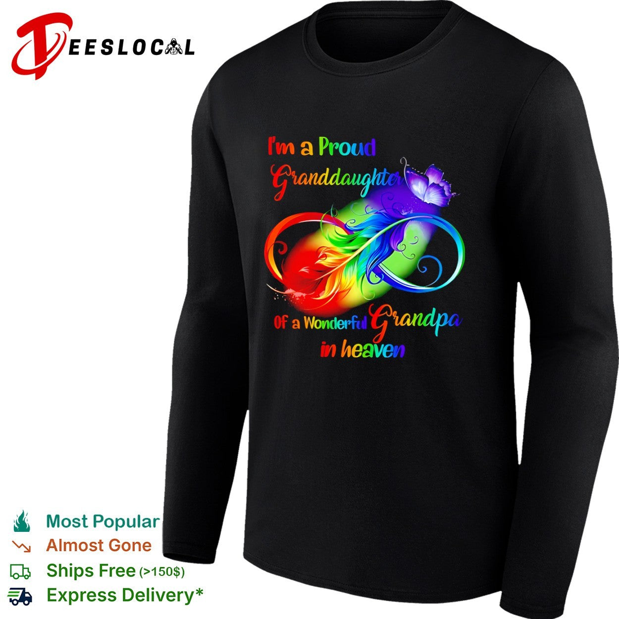 Proud Granddaughter of a Wonderful Grandpa in Heaven Memorial shirt