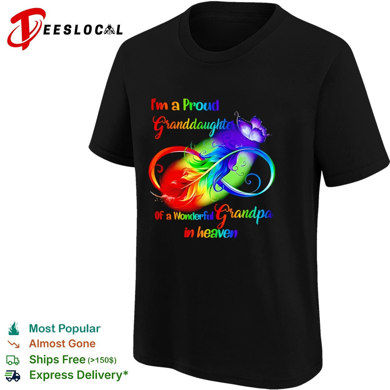 Proud Granddaughter of a Wonderful Grandpa in Heaven Memorial shirt