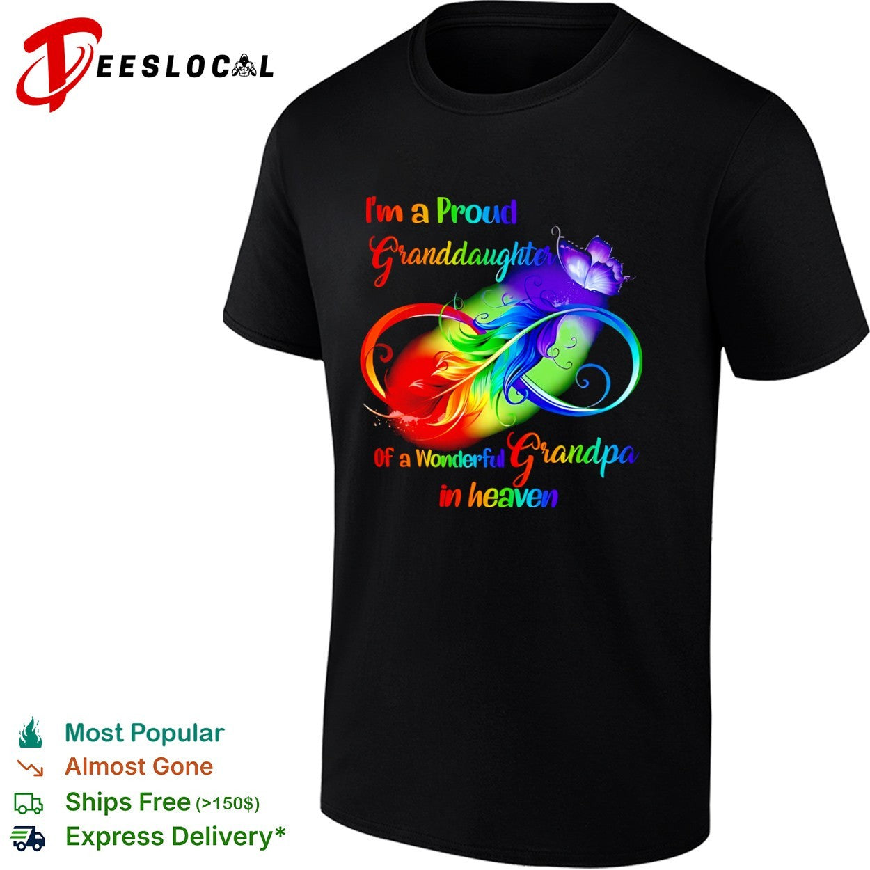 Proud Granddaughter of a Wonderful Grandpa in Heaven Memorial shirt