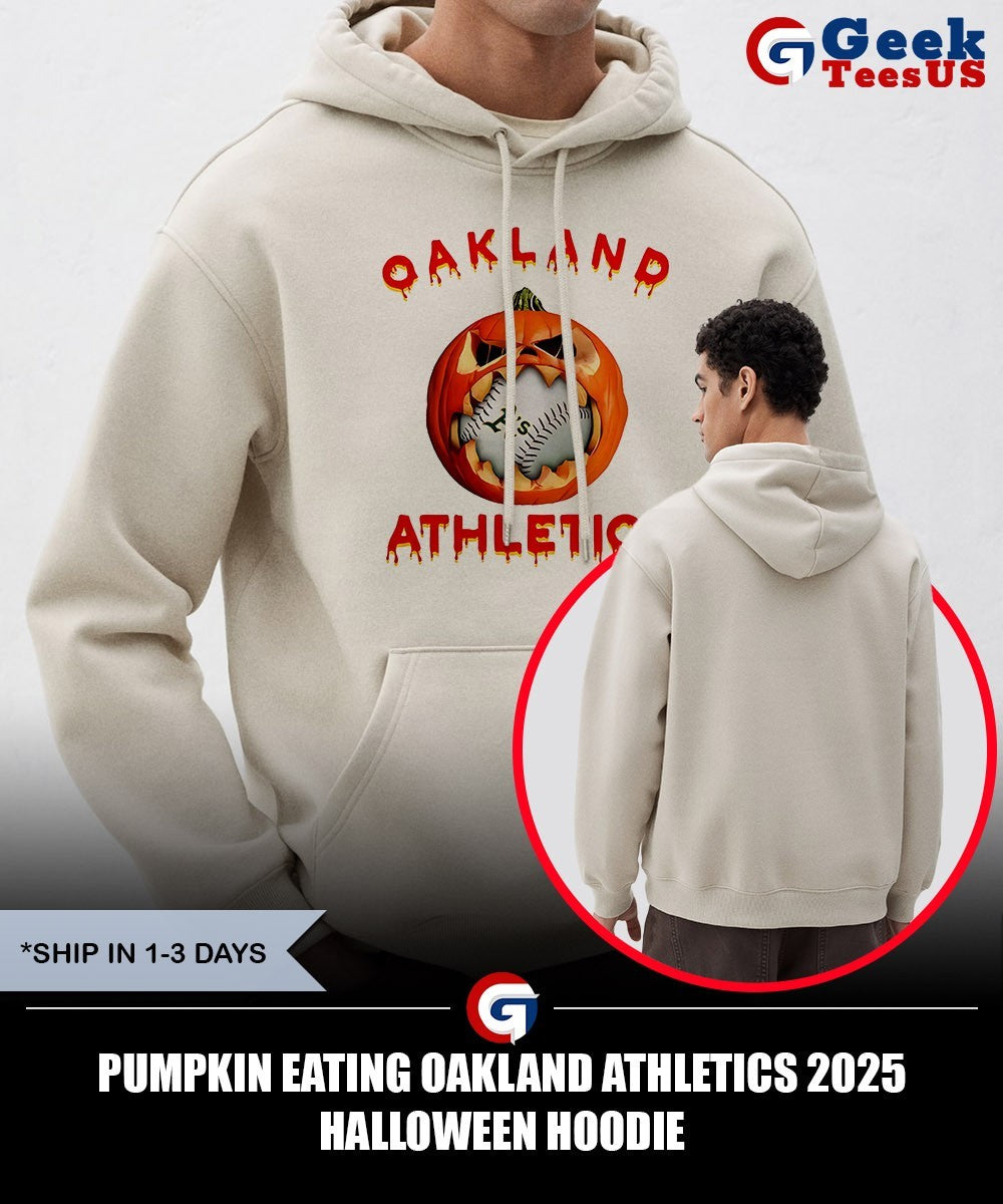Pumpkin eating Oakland Athletics 2025 Halloween shirt