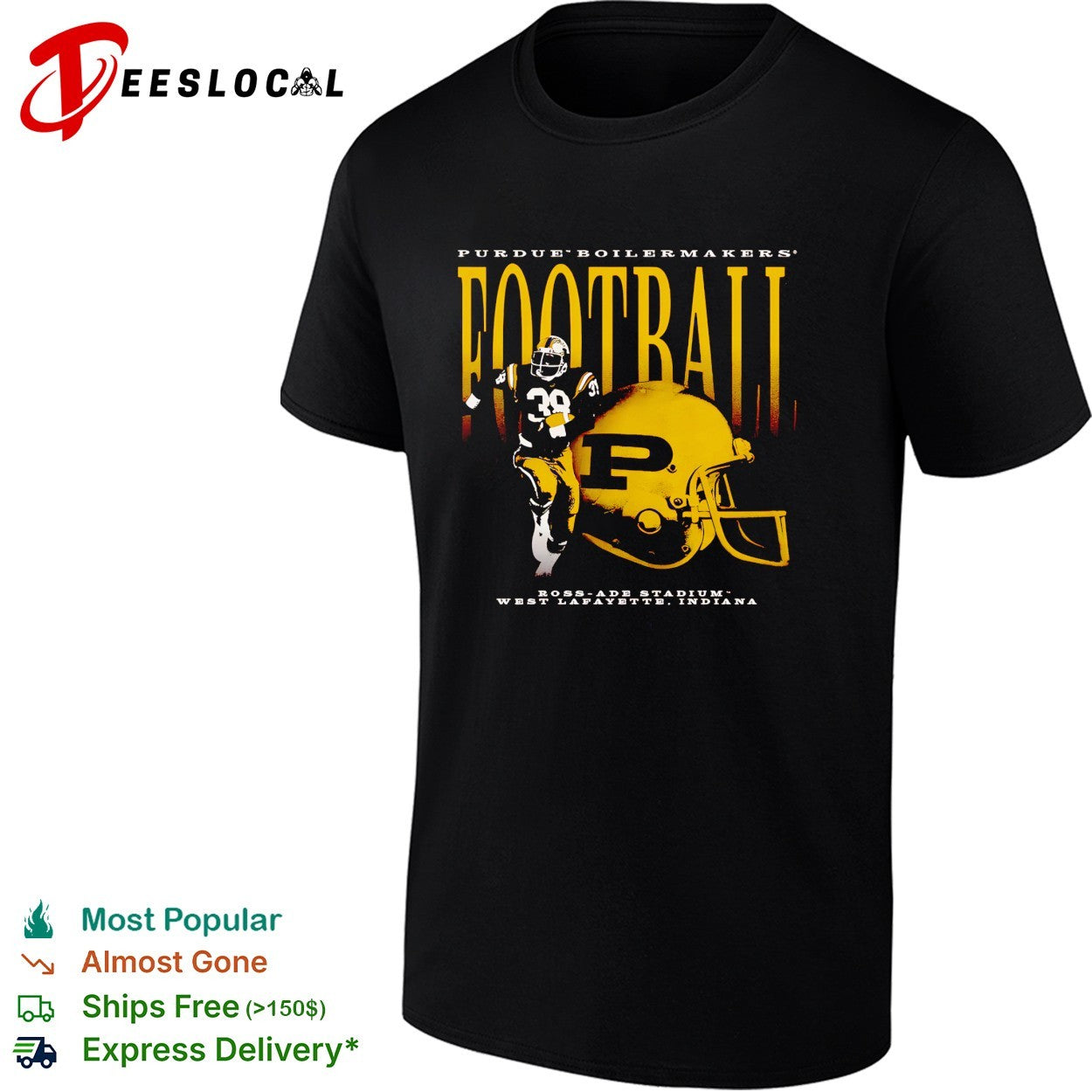 Purdue Boilermakers football player number 39 helmet Ross Ade Stadium shirt