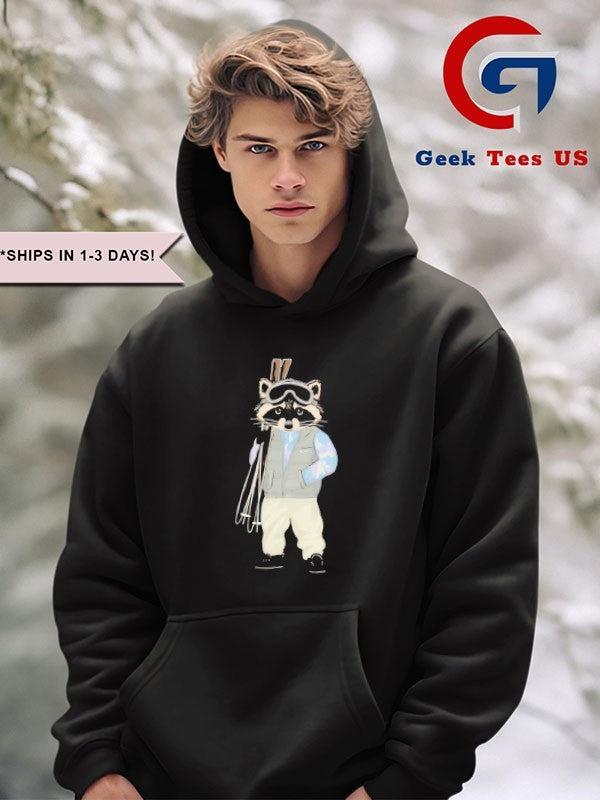 Raccoon skiing trash Peace shirt