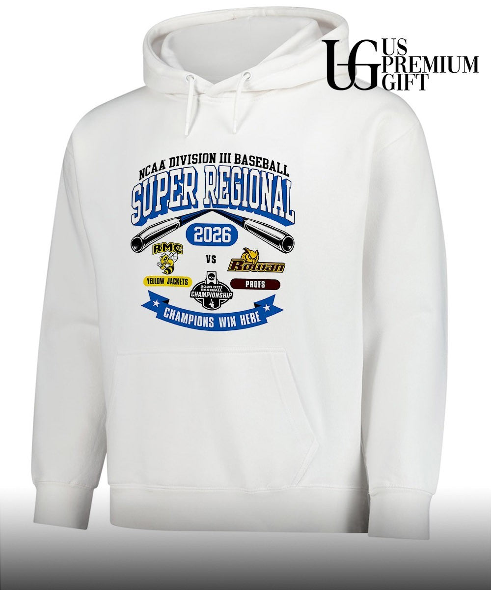 Randolph-Macon Yellow Jackets and Rowan Profs Division III Baseball Super Regional 2026 Champions Win Here shirt