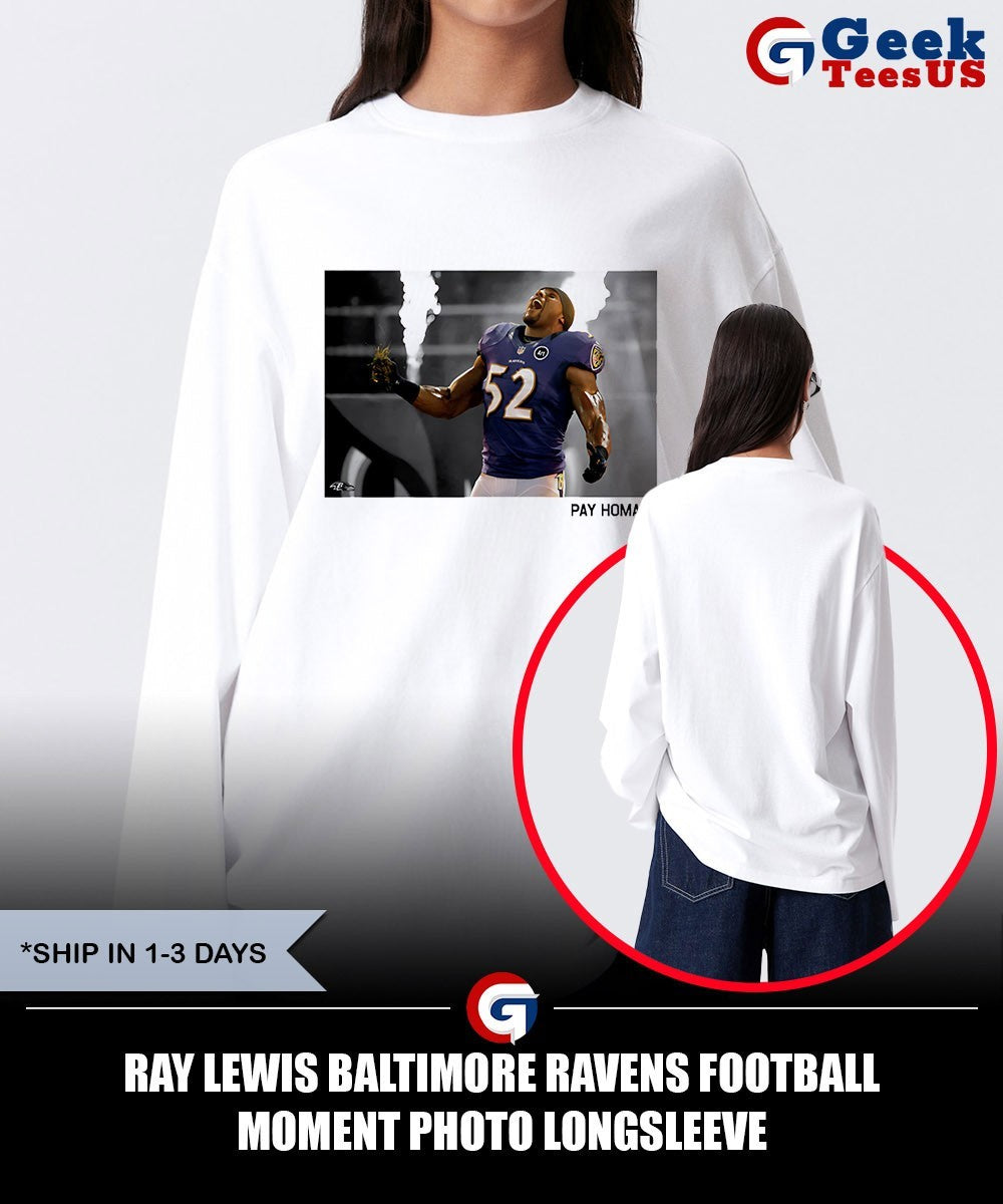 Ray Lewis Baltimore Ravens football moment photo shirt