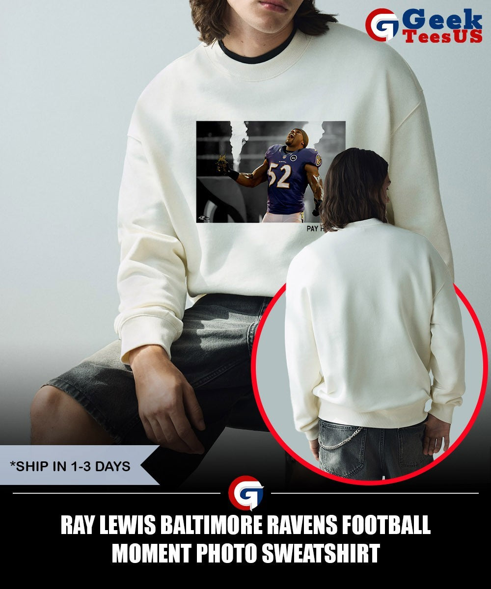 Ray Lewis Baltimore Ravens football moment photo shirt