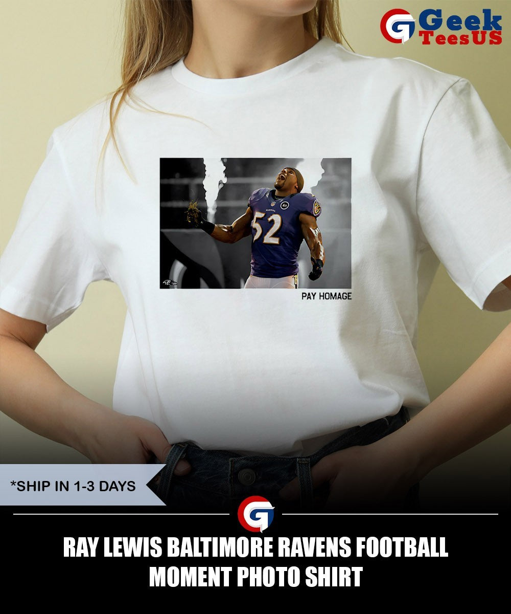 Ray Lewis Baltimore Ravens football moment photo shirt
