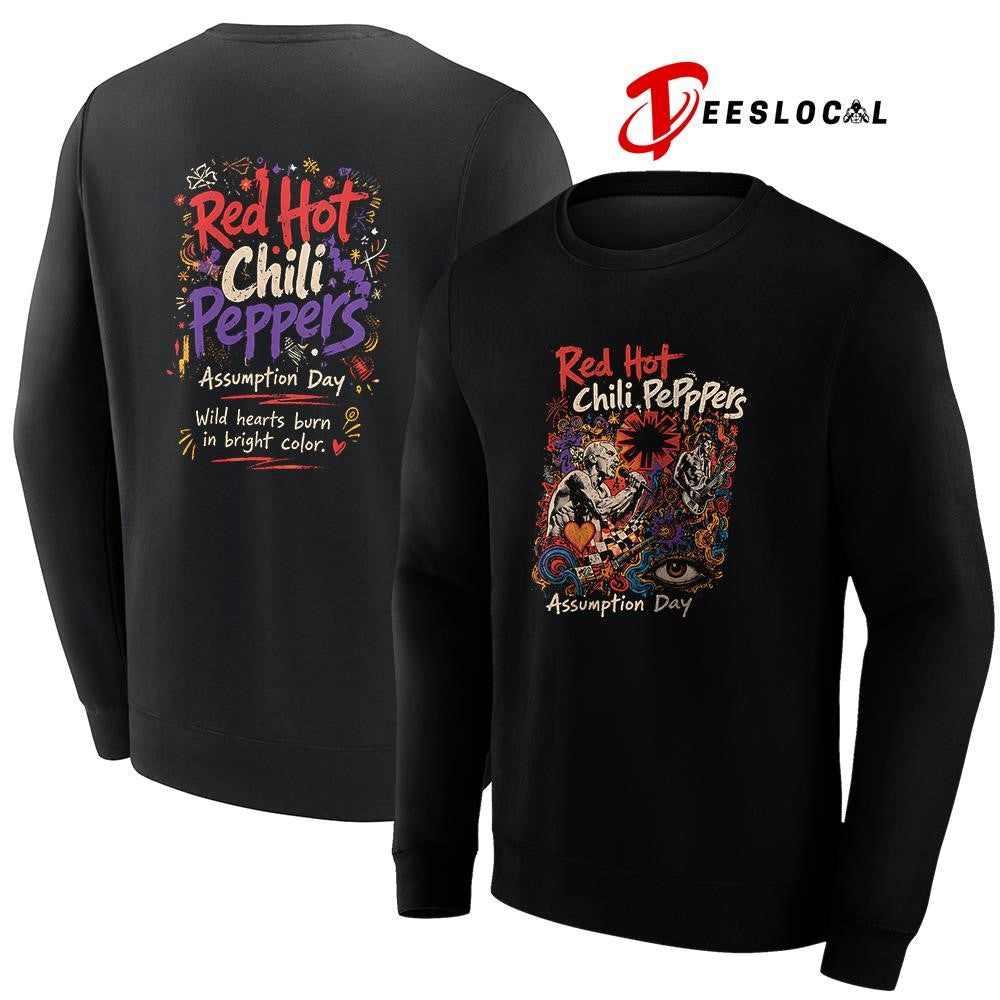 Red Hot Chili Pepppers assumption day wild hearts burn in bright color shirt