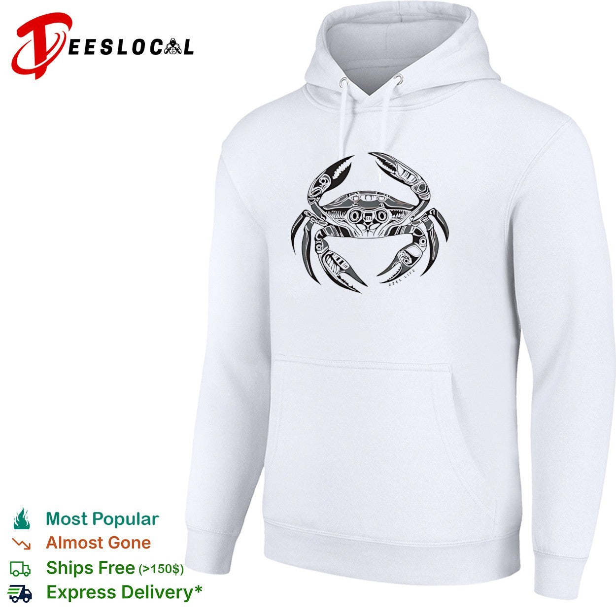 Reel Life Tribal Style Crab ocean marine shirt