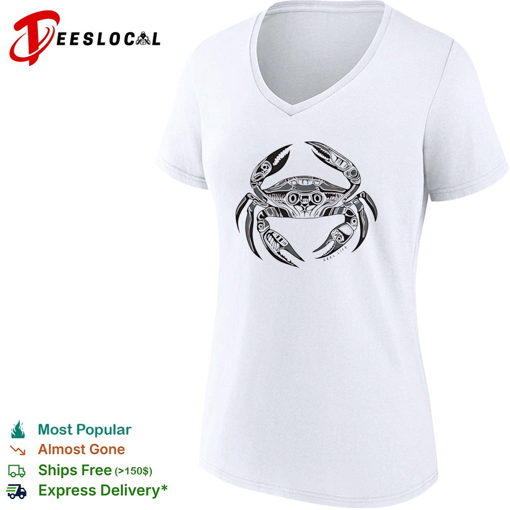 Reel Life Tribal Style Crab ocean marine shirt