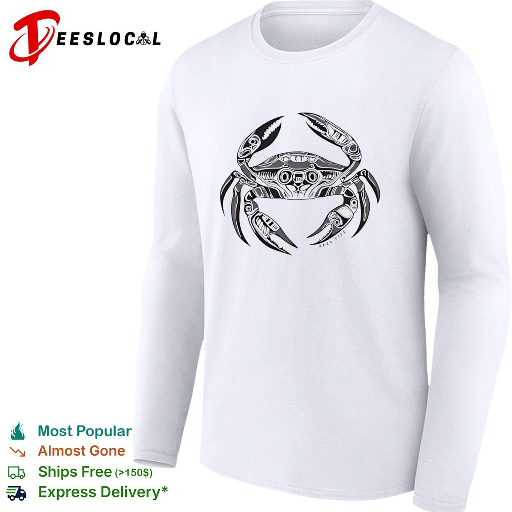 Reel Life Tribal Style Crab ocean marine shirt