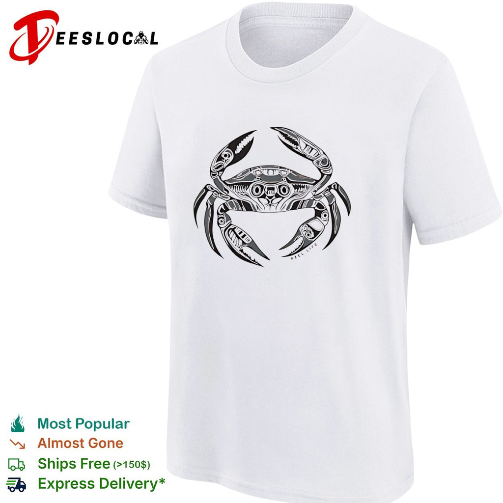 Reel Life Tribal Style Crab ocean marine shirt