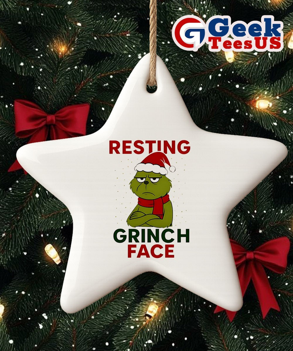 Resting Grinch Face Christmas Ornament