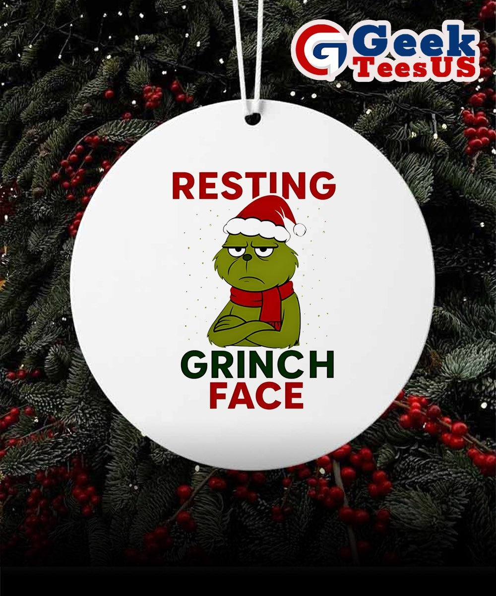 Resting Grinch Face Christmas Ornament